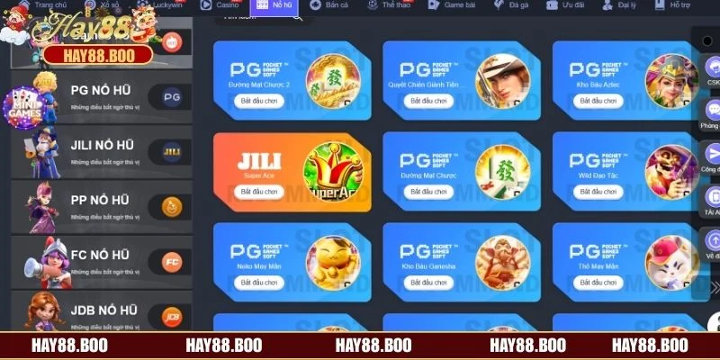 Sảnh game mang đến nhiều siêu phẩm cá cược slot 