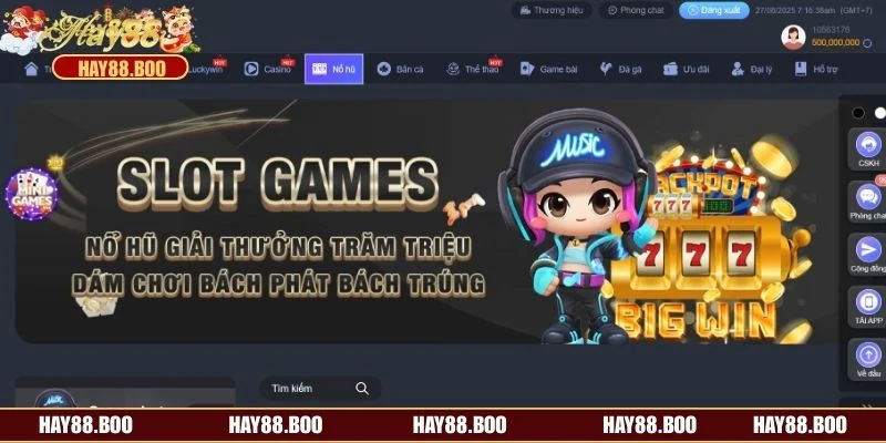 Sảnh nổ hũ HAY88 luôn là điểm đến yêu thích của hội viên