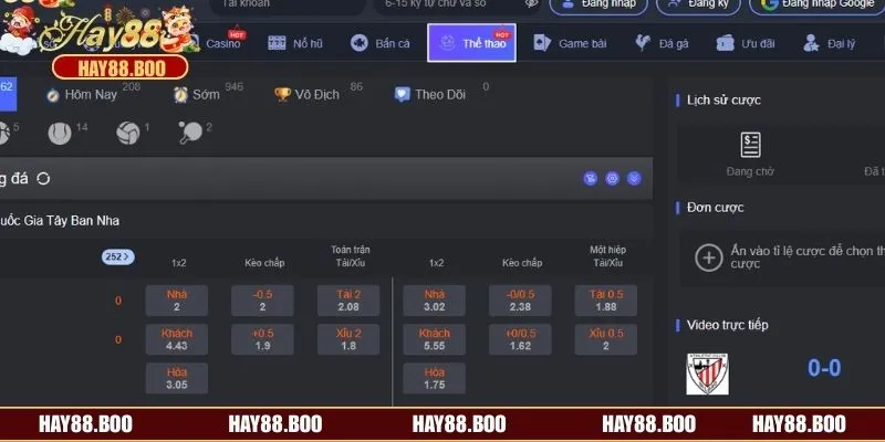 Sảnh sở hữu đa dạng kèo cho anh em lựa chọn 